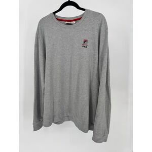 FILA Mens Long‎ Sleeve Crew Neck Sweatshirt Gray Small Logo Casual Athletic